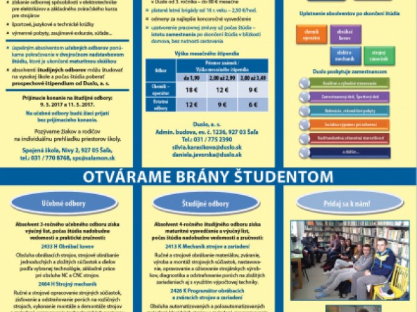 Spojená škola a Duslo otvárajú brány študentom