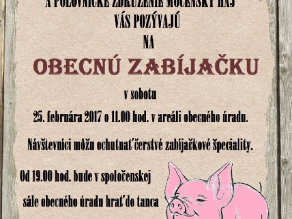 Obecná zabíjačka 2017