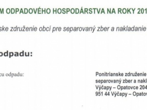 Program odpadového hospodárstva na roky 2011-2015