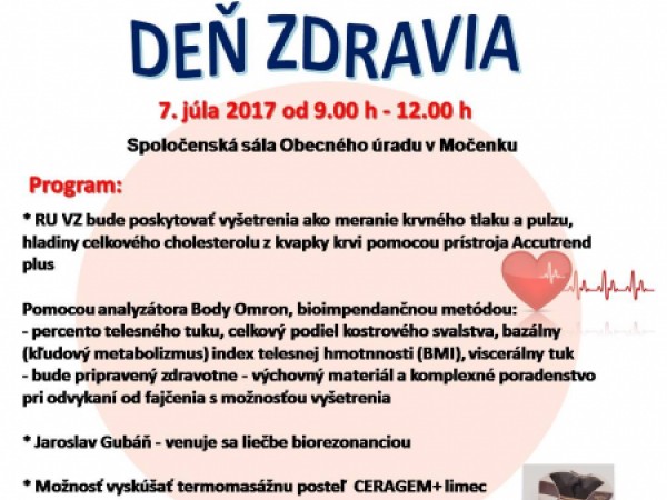Pozvánka na Deň zdravia 2017