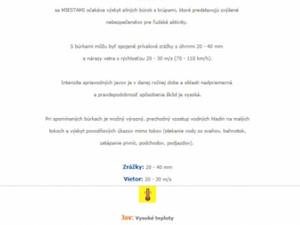 Výstrahy pre okres Šaľa 7.7.2017