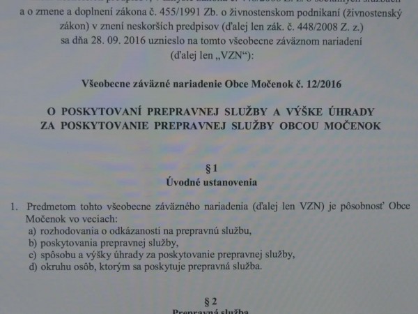 Prepravná služba v našej obci pre zdravotne znevýhodnených a seniorov