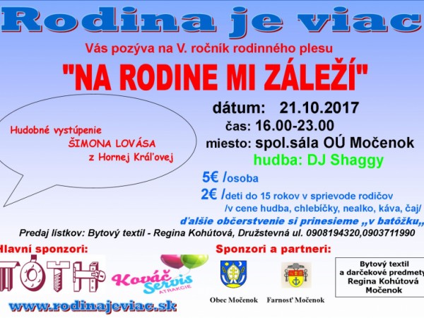 Pozvánka na V. ročník rodinného plesu