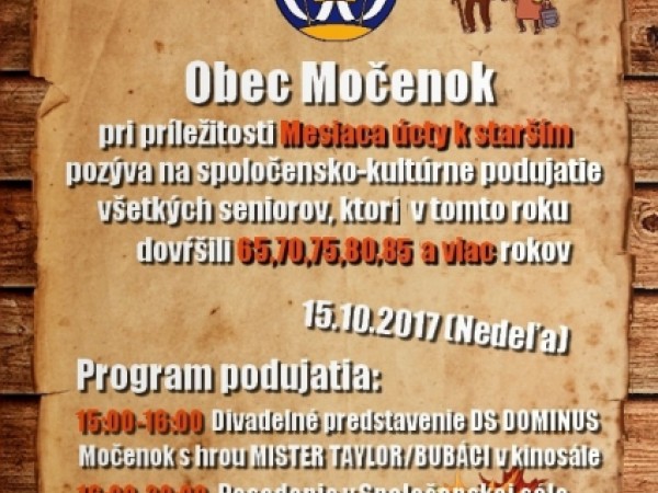 Pozvánka na spoločensko-kultúrne posedenie pre seniorov