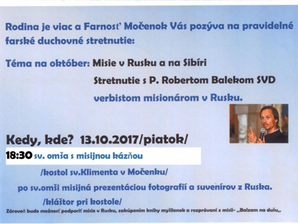 Pozvánka na farské duchovné stretnutie