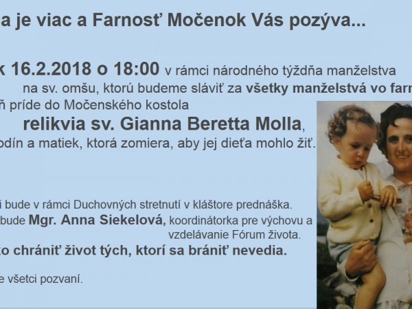 Pozvánka na sv. omšu za všetky manželstvá vo farnosti