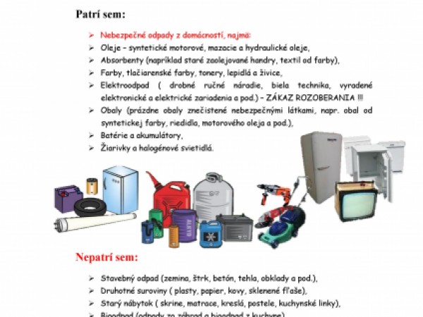 Zber nebezpečného odpadu a elektroodpadu dňa 5.5.2018