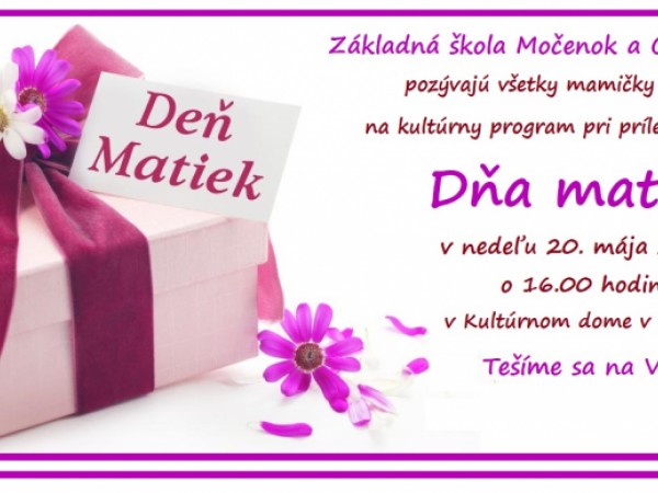 Pozvánka na Deň matiek 2018