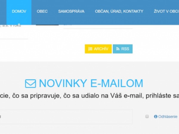 Informácie e-mailom z obecnej webstránky