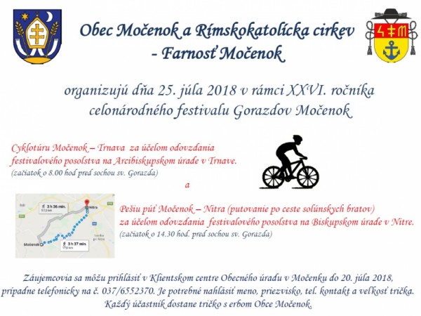 Cyklotúra a pešia púť v rámci XXVI. ročníka Gorazdov Močenok