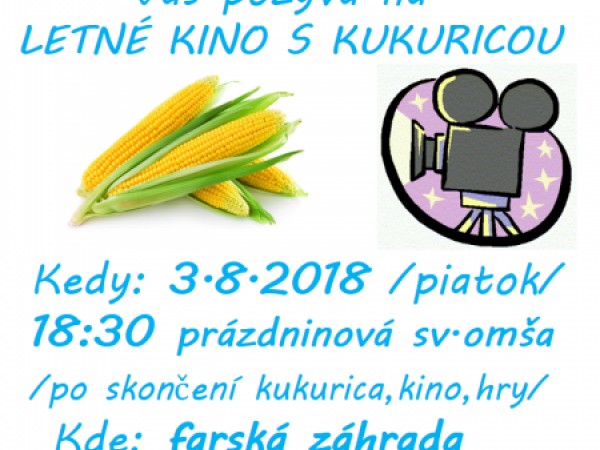 Pozvánka na Letné kino s kukuricou