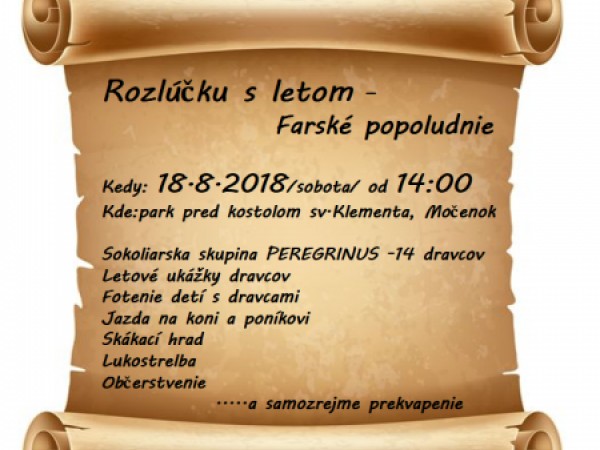 Rozlúčka s letom - Farské popoludnie