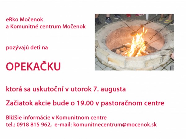 Pozvánka na opekačku 7. augusta