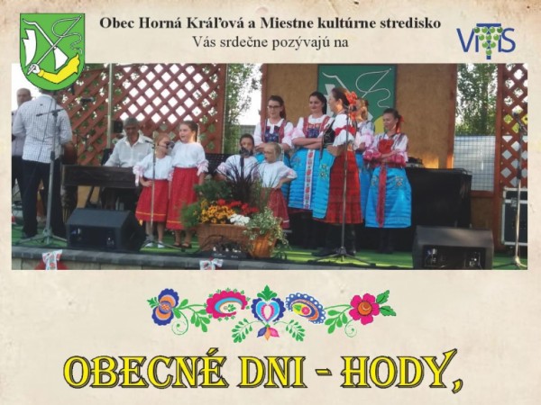 Pozvánka na Obecné dni v Hornej Kráľovej (8. - 10. 09. 2018)