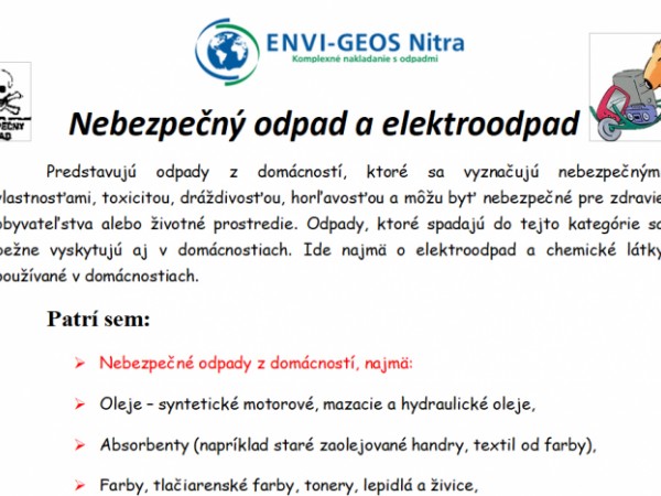 Vývoz nebezpečného odpadu a elektroodpadu