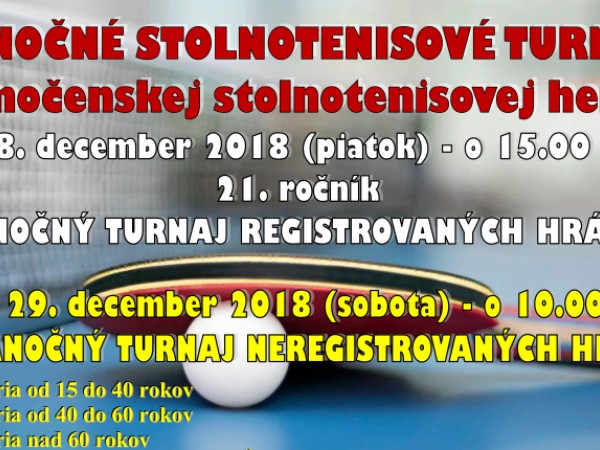 Vianočné stolnotenisové turnaje 2018