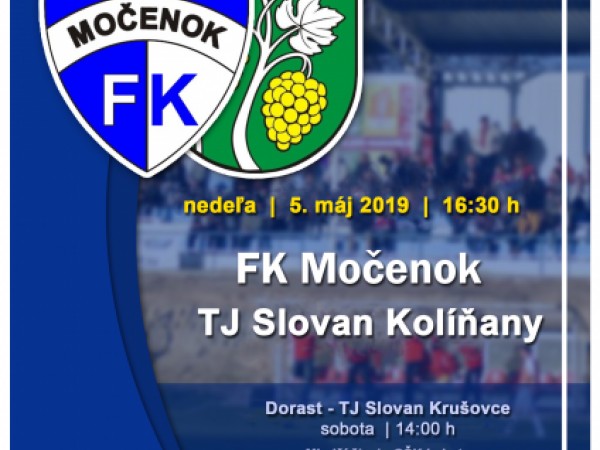 Pozvánka na zápas 24. kola 6. ligy: FK Močenok - TJ Slovan Kolíňany