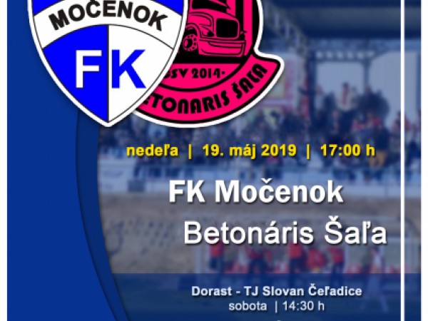 Pozvánka na 26. kolo VI. ligy ObFZ Nitra: FK Močenok - Betonáris Šaľa