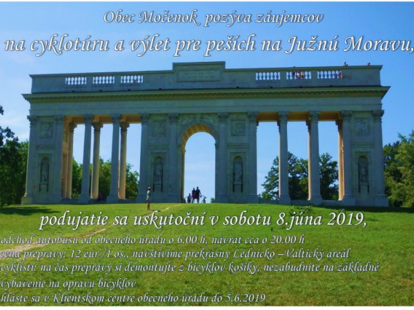 Cyklotúra a výlet pre peších na Južnú Moravu dňa 8.6.2019