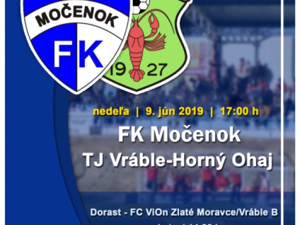 Pozvánka na 29. kolo VI. ligy ObFZ Nitra : FK Močenok - TJ Vráble-Horný Ohaj