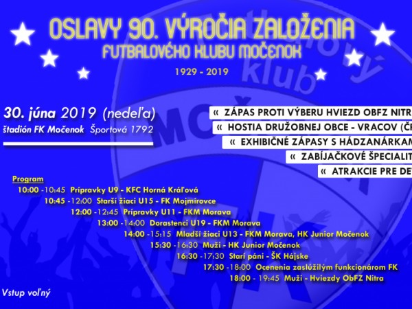 Oslavy 90. výročia založenia Futbalového klubu Močenok