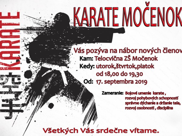 Karate Močenok - nábor nových členov