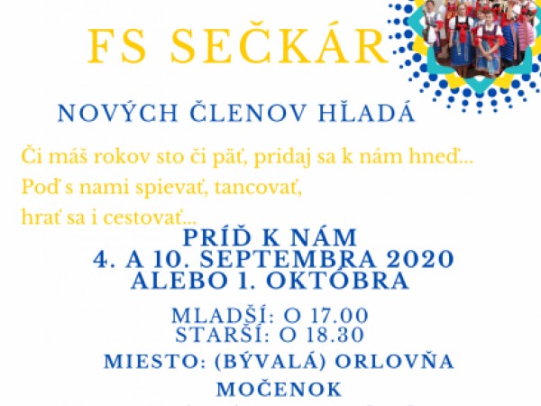 Nábor nových členov - FS Sečkár