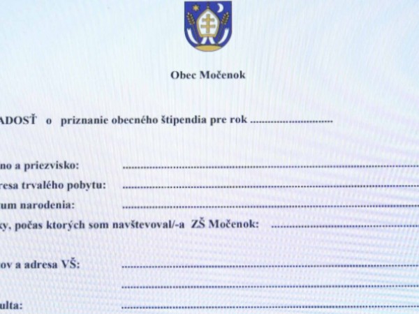 Prospechové štipendium obce Močenok 2020