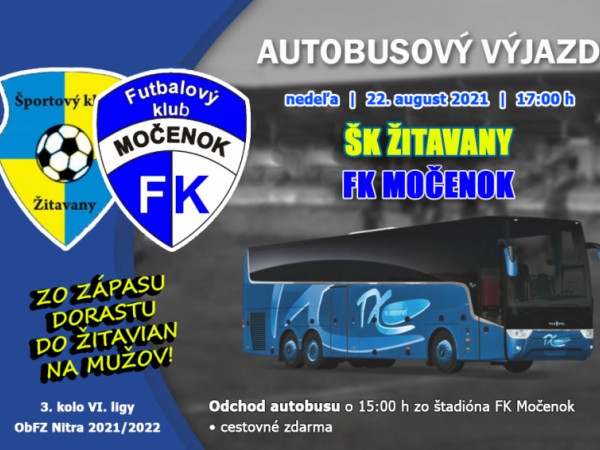 Pozvánka na futbalový zápas ŠK Žitavany - FK Močenok 22.08.2021