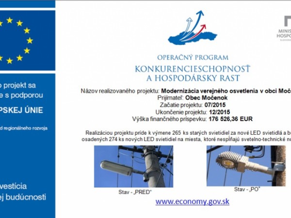 Modernizácia verejného osvetlenia v obci Močenok