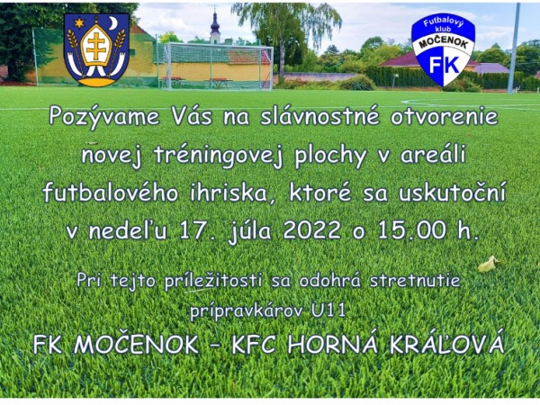 Otvorenie novej tréningovej plochy v areáli futbalového ihriska