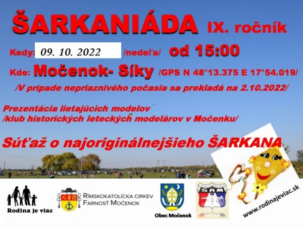 Šarkaniáda sa uskutoční v nedeľu 9. októbra 2022