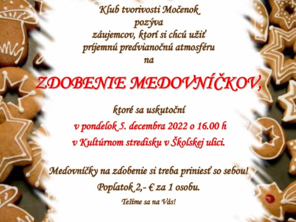 Zdobenie medovníčkov dňa 5. decembra 2022