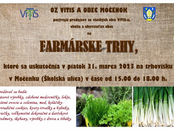 Farmárske trhy sa uskutočnia 31. marca 2023