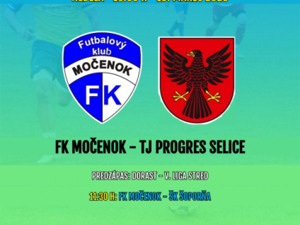 Futbalový klub Močenok pozýva na majstrovské stretnutie jarnej časti A-mužstva dňa 19. marca 2023