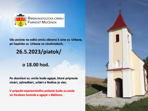 Sv. omša slávená k úcte sv. Urbana dňa 26. 05. 2023