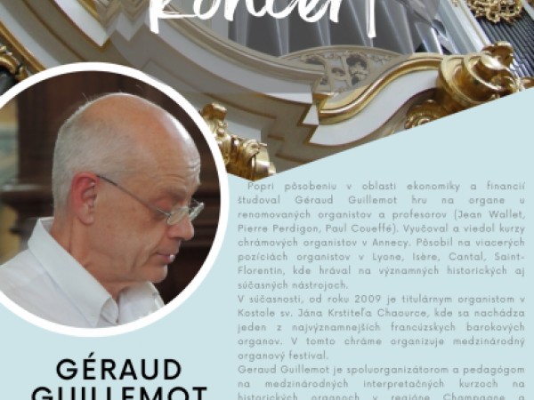 Organový koncert Gérauda Guillemota v nedeľu 27. augusta 2023