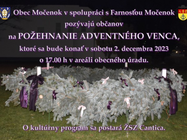 Požehnanie adventného venca sa bude konať 2. decembra 2023