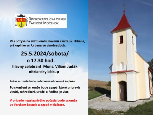 Sv. omša slávená k úcte sv. Urbana dňa 25.05.2024