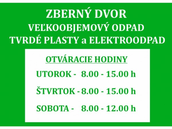 Odovzdávanie veľkoobjemového odpadu, tvrdých plastov a elektroodpadu