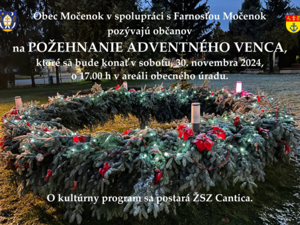 Požehnanie adventného venca sa bude konať 30. novembra 2024