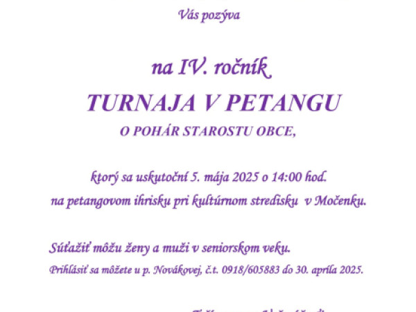 Turnaj v petangu o pohár starostu obce 5. mája 2025