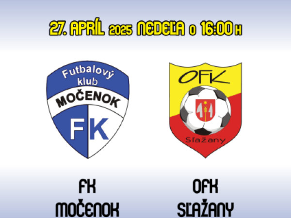 Futbalový klub Močenok Vás pozýva na zápas A-mužstva dňa 27. apríla 2025