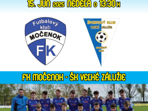 Futbalový klub Močenok vás srdečne pozýva na majstrovské stretnutie dorastencov dňa 15.06.2025