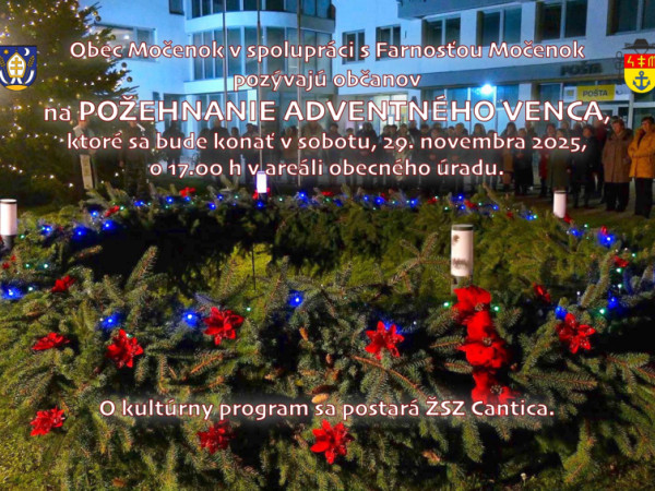 Požehnanie adventného venca sa bude konať 29. novembra 2025
