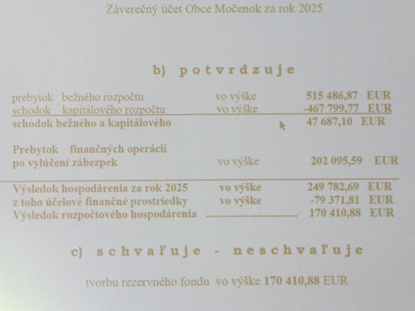 Záverečný účet obce za rok 2025